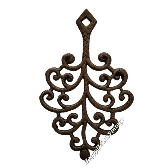 Antique Iron Trivet‎ Pot Stand Scroll Medium Wall Décor Kitchen Décor - Picture 1 of 8